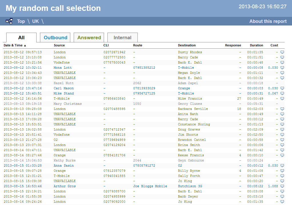 Random Call Selection - web